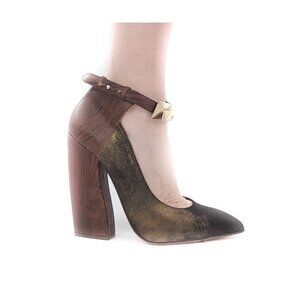 MISSONI NWOB €686 Sparkly Gold Stud Ankle Strap Pointed Toe Heels NEW